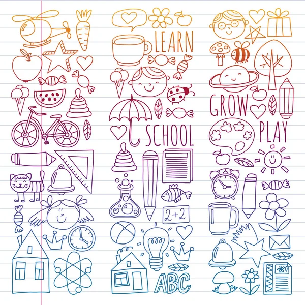 Çevrimiçi okul, internet e-öğrenimi. Anaokulu ve okul.