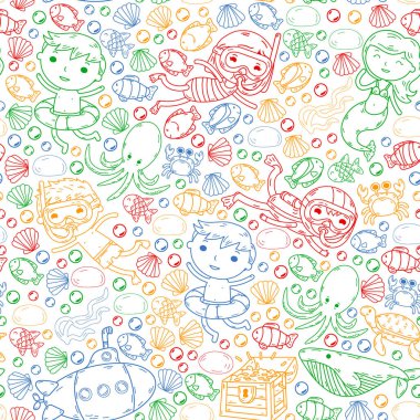 Çocuklarla dalış kalıbı. Ahtapot, balina. Korsanlar ve hazinelerle yaz macerası.