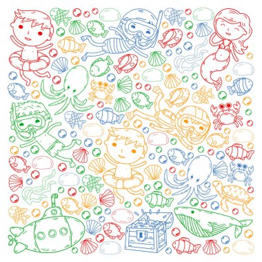 Çocuklarla dalış kalıbı. Ahtapot, balina. Korsanlar ve hazinelerle yaz macerası.