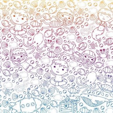 Çocuklarla dalış kalıbı. Ahtapot, balina. Korsanlar ve hazinelerle yaz macerası.