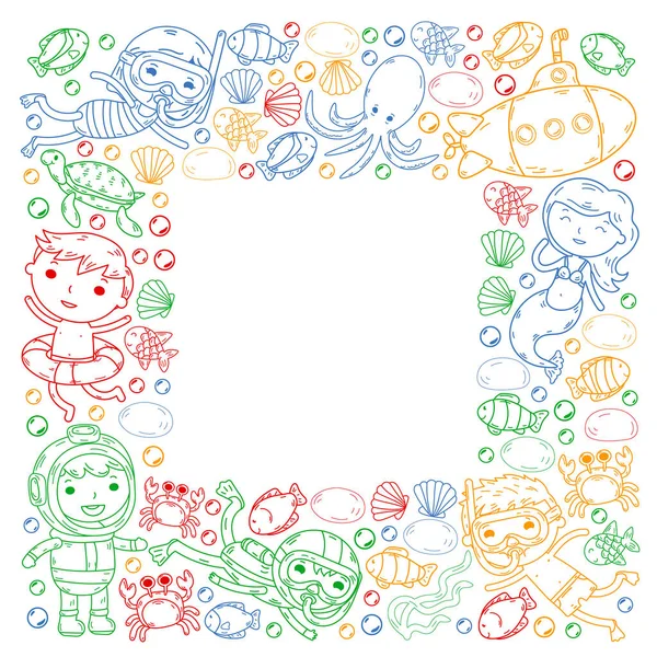 Çocuklarla dalış kalıbı. Ahtapot, balina. Korsanlar ve hazinelerle yaz macerası.