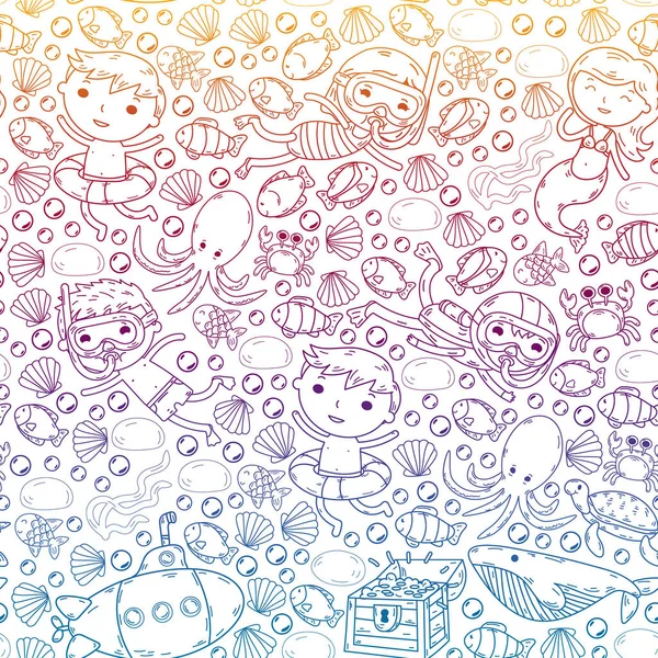 Çocuklarla dalış kalıbı. Ahtapot, balina. Korsanlar ve hazinelerle yaz macerası.