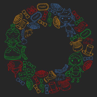 Performans, küçük çocuklarla tiyatro. Masal sahnelerindeki anaokulu çocukları. Kırmızı Başlıklı Kız 'ı oynayan genç oyuncular.