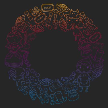 Performans, küçük çocuklarla tiyatro. Masal sahnelerindeki anaokulu çocukları. Kırmızı Başlıklı Kız 'ı oynayan genç oyuncular.