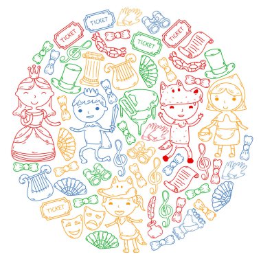 Performans, küçük çocuklarla tiyatro. Masal sahnelerindeki anaokulu çocukları. Kırmızı Başlıklı Kız 'ı oynayan genç oyuncular.