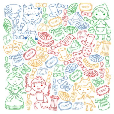 Performans, küçük çocuklarla tiyatro. Masal sahnelerindeki anaokulu çocukları. Kırmızı Başlıklı Kız 'ı oynayan genç oyuncular.