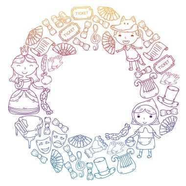 Performans, küçük çocuklarla tiyatro. Masal sahnelerindeki anaokulu çocukları. Kırmızı Başlıklı Kız 'ı oynayan genç oyuncular.