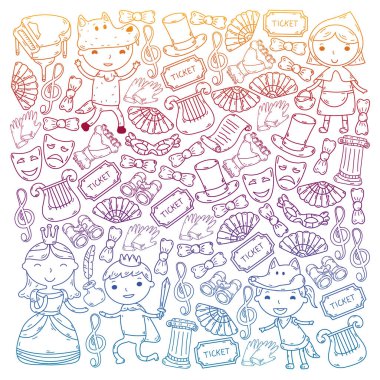 Performans, küçük çocuklarla tiyatro. Masal sahnelerindeki anaokulu çocukları. Kırmızı Başlıklı Kız 'ı oynayan genç oyuncular.