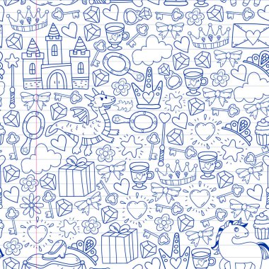 Prenses, fantezi ikonu ve tasarım. Davet ve tebrik kartı ögeleri.