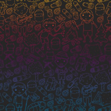 Vektör çizimi, desen. Büyük set doğrusal ikon kamp ve seyahat, turizm.