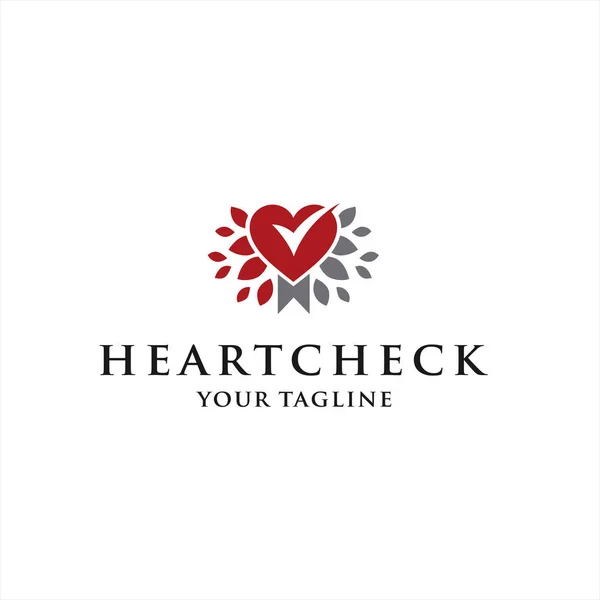 Heart Check Logo Idée de conception — Image vectorielle