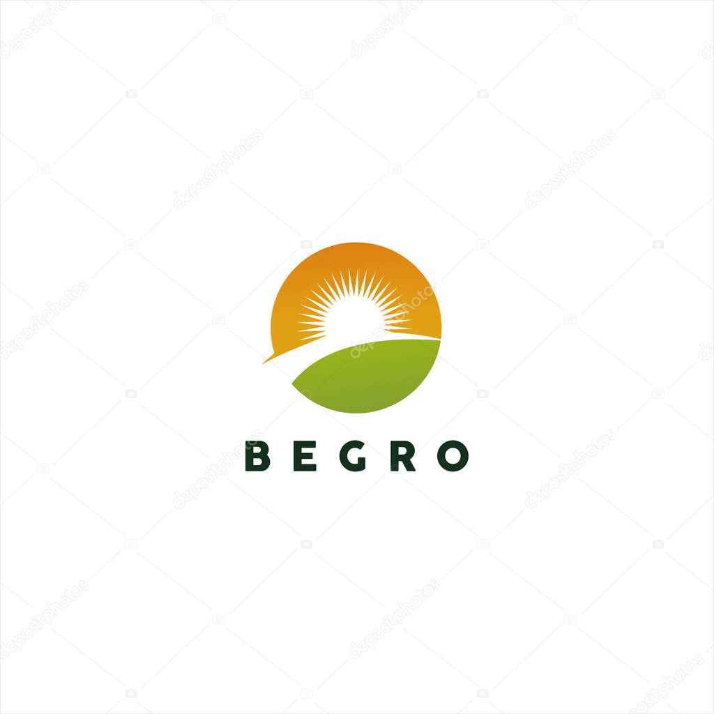 Simple circle sunrise for modern logo