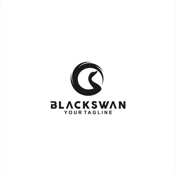 Kreis schwarzer Schwan Logo-Design — Stockvektor