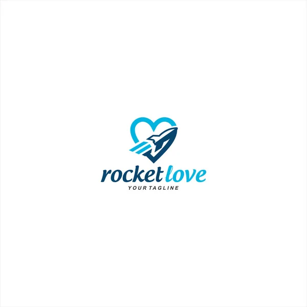 Rocket Love design de modelo de logotipo — Vetor de Stock