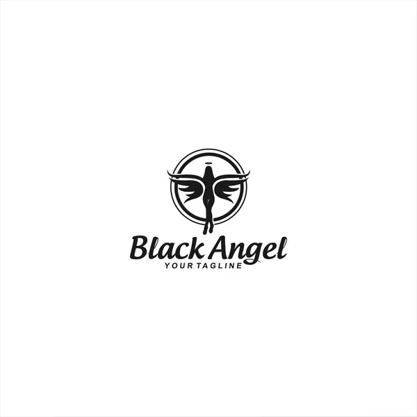 Шаблон логотипа Black Angel — стоковый вектор