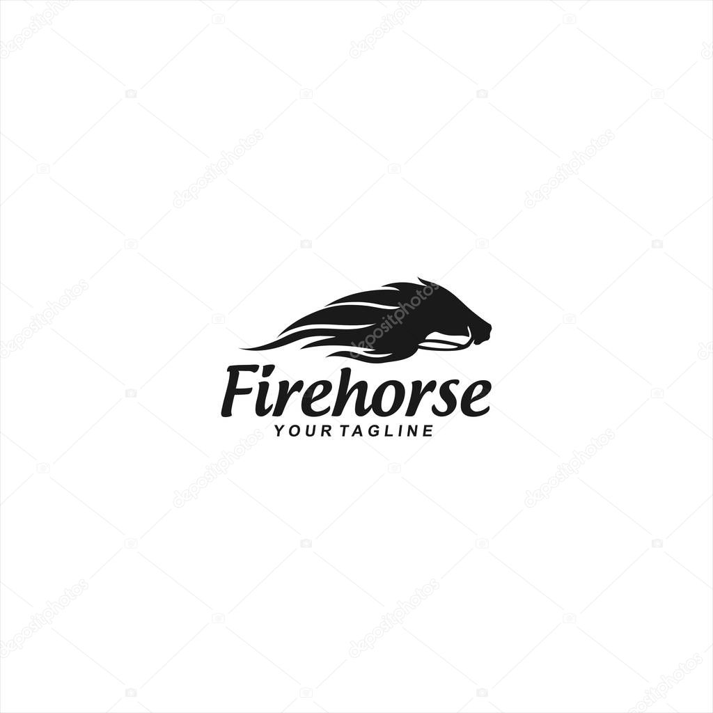 Fire Horse logo template black and white