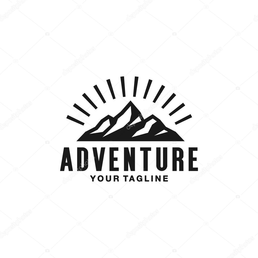 Black and white adventure logo