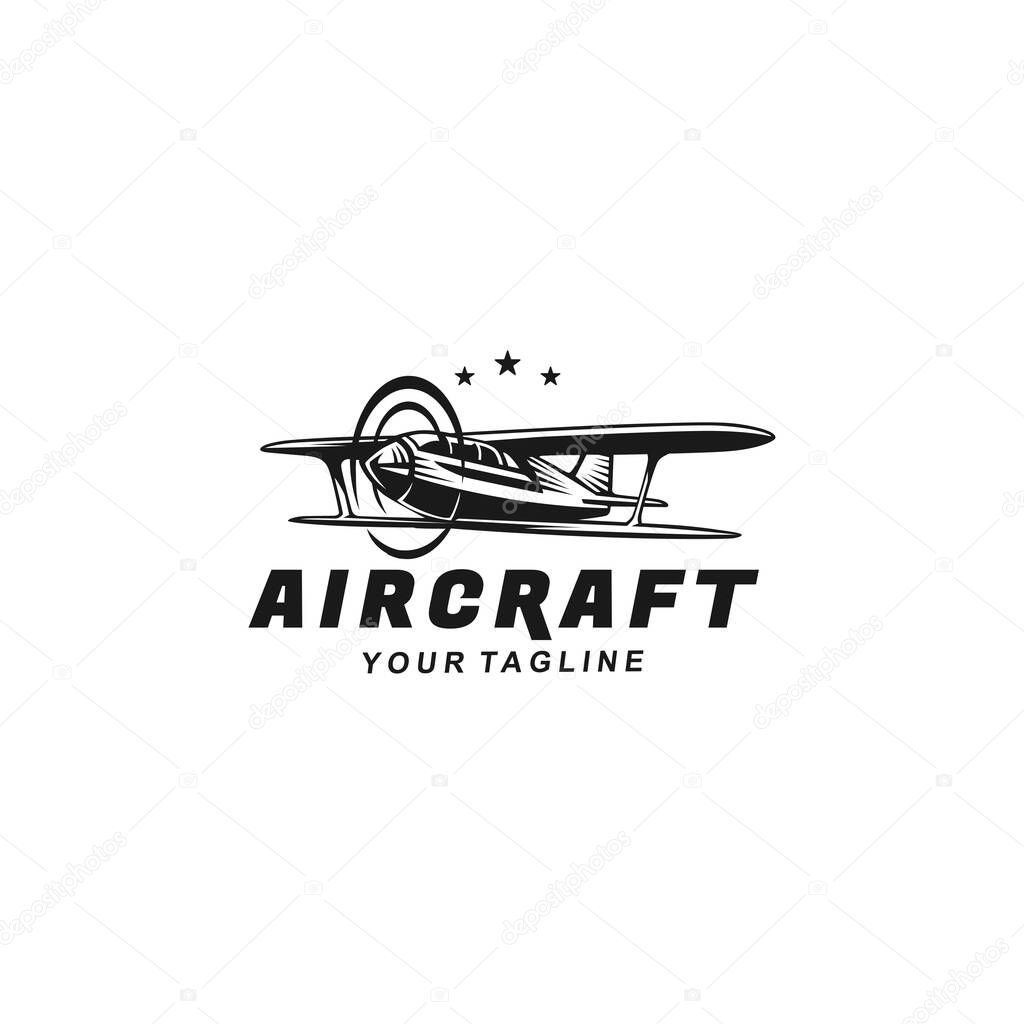 Black and white classic plane logo