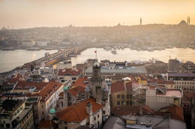 Haliç'teki Galata kulesinden istanbul gün batımı wiev