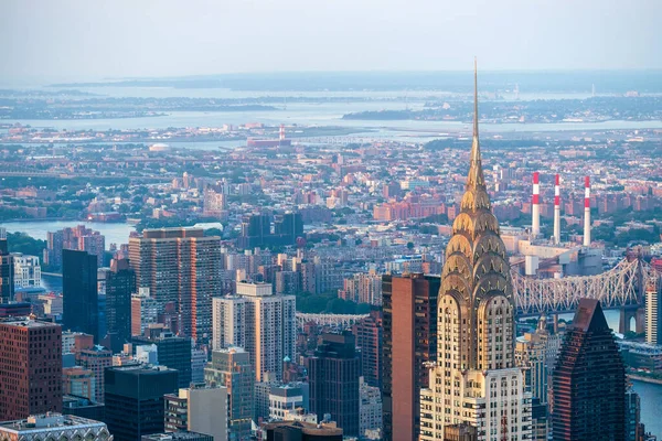 美利坚合众国 纽约市 日落时的曼哈顿天际线 — 图库照片