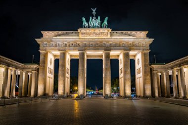 Berlin, Germany, Historical Landmark Brandenburg Gate at Night