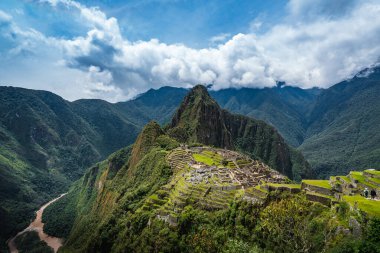 Mysterious Inca ruins of Machu Picchu on a beautiful sunny day, Cusco Region, Peru.