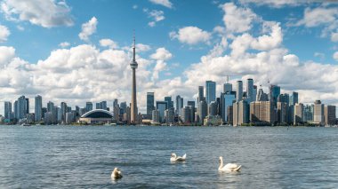Toronto silueti ve Ontario Gölü yazın, Toronto, Ontario, Kanada. 