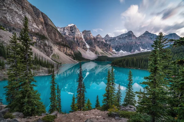 Lago Della Morena Valle Delle Dieci Cime Crepuscolo Nel Banff — Foto Stock