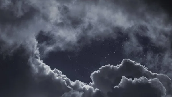 Beautiful Cloudy Night Skly Stars — Stock Photo, Image