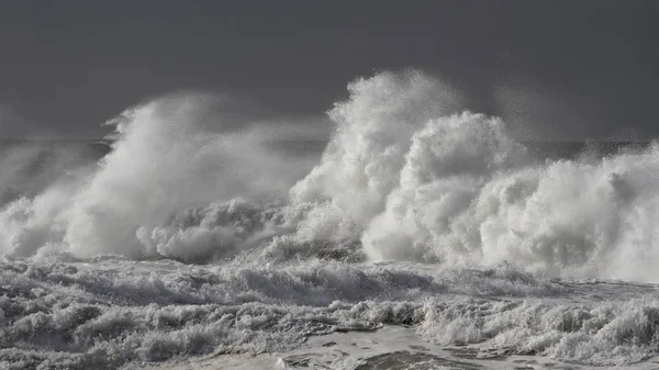Fırtınalı kırma dalgalar portre. Kuzey Portekiz kıyısında.