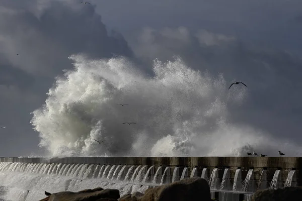 Огромный Штормовой Всплеск Морской Волны — стоковое фото