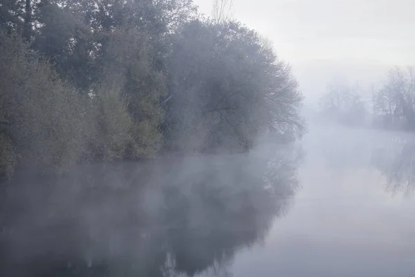 Романтичний Ave Річки Кривої Світанку Туман Північ Від Португалії — стокове фото
