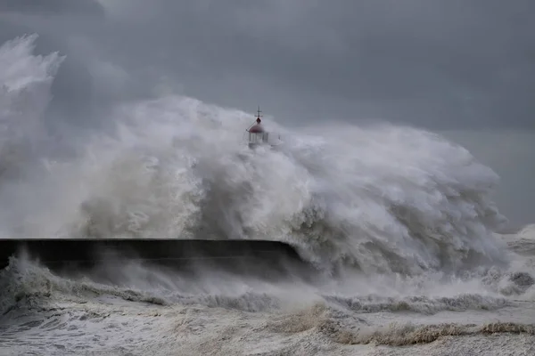 Entrée Port Rivière Douro Lors Première Grosse Tempête Année 2013 — Photo