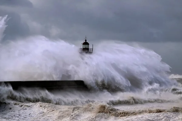 Entrada Porto Rio Douro Primeira Grande Tempestade Ano 2013 Janeiro — Fotografia de Stock