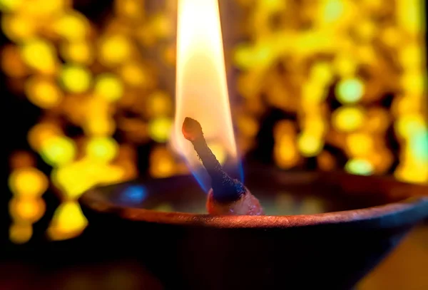 Lámpara Aceite Diya Encendida Durante Celebración Diwali — Foto de Stock