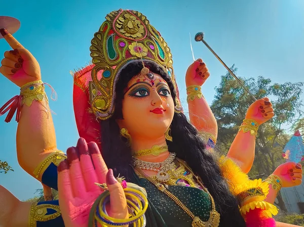 Bhopal Inde Octobre 2019 Gros Plan Sur Visage Déesse Durga — Photo