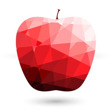 Beyaz arka planlar vektör illustr kırmızı elma çokgen soyut
