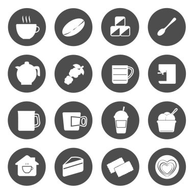 Kahve Çemberi Simgeleri Vektörü