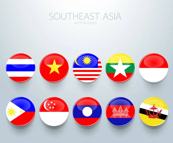 Icono de la bandera del sudeste asiático, ilustración vectorial — Archivo Imágenes Vectoriales