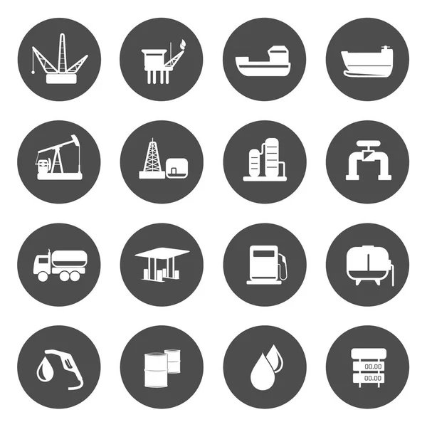 Iconen voor de productie van olie — Stockvector