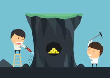 İşadamları altın için rekabet avantajı kazmak. busin kavramı