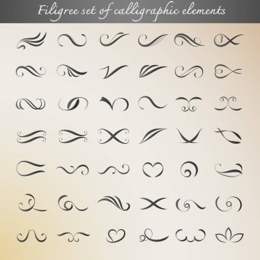 Vintage tasarım öğeleri calligraphic seti