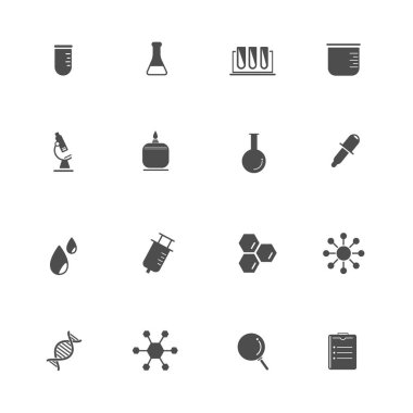 Bilim Ekipmanları ve Laboratuvar siyah Simgeler 