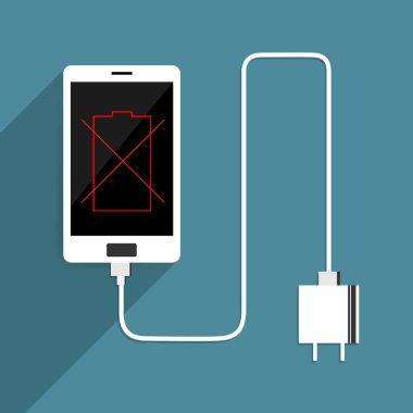 Akıllı Telefon hiçbir pil şarj cihazı. Vektör çizimi