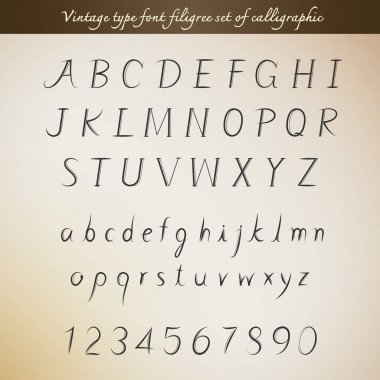 Kaligrafik stil Vektör Illu Vintage tipi font filigran seti