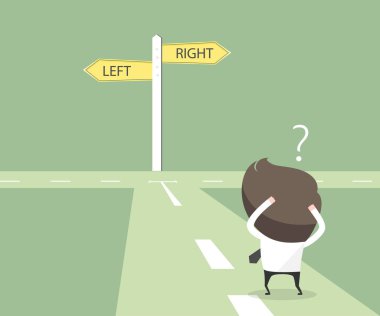 İşadamları yolu seçmek için tereddüt. karar kavramı.