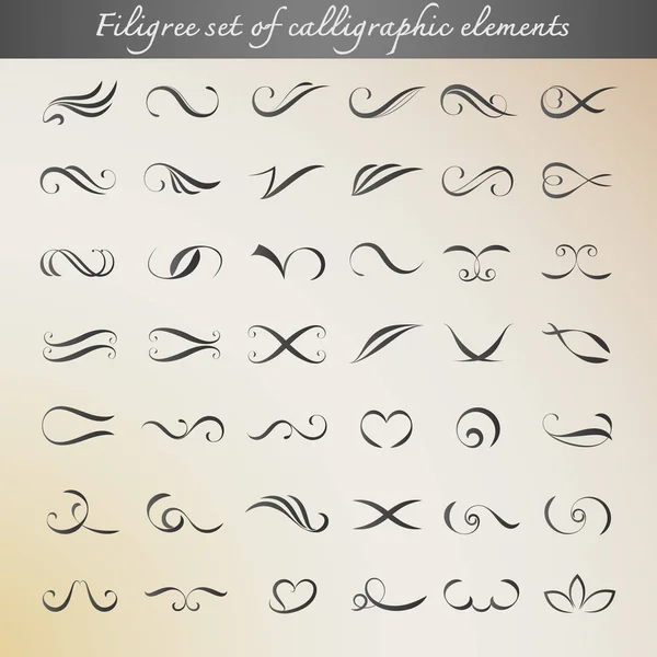 Conjunto caligráfico de elementos de diseño vintage — Archivo Imágenes Vectoriales