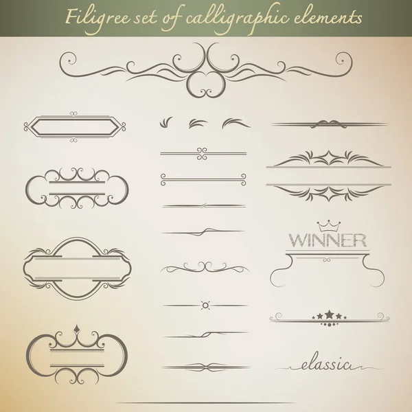Vintage tasarım için kaligrafik elemanların telilik seti. Vektör