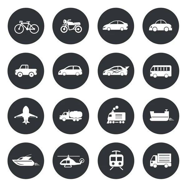 Transport cirkel ikoner vattenvägar, land, luft. Vektor illustra — Stock vektor