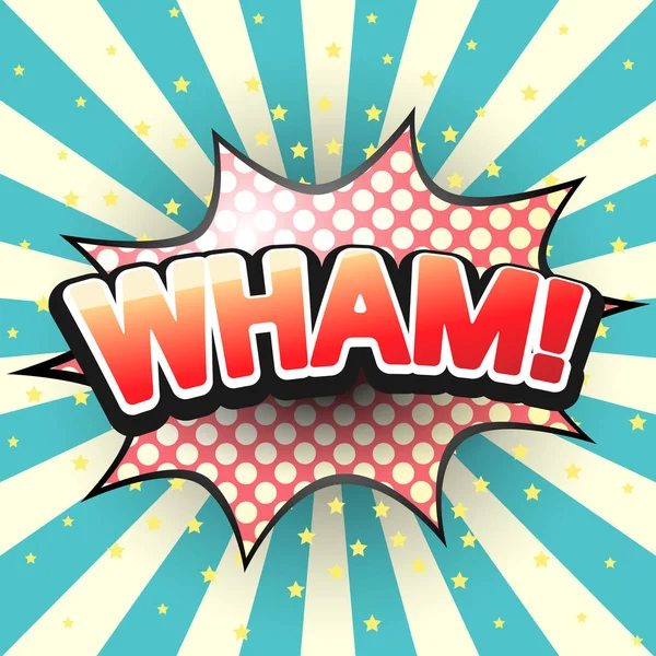 Wham, komik konuşma balonu. Vektör illüstrasyonu.